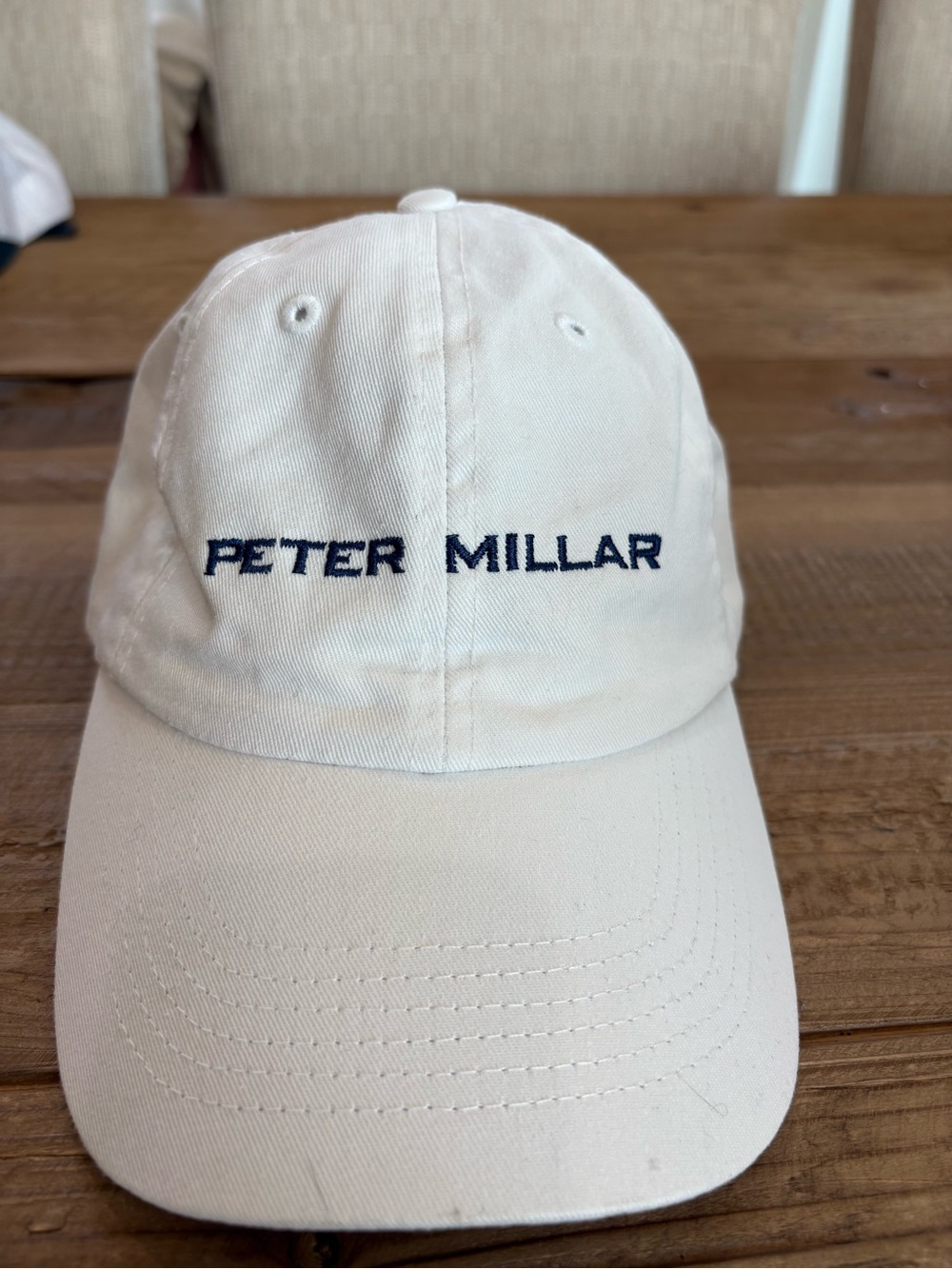 Peter Millar White Cap with Navy Logo